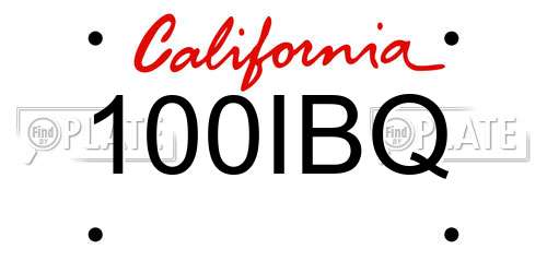 100IBQ California License Plate
