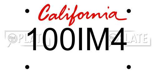 100IM4 California License Plate