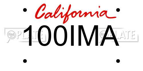100IMA California License Plate