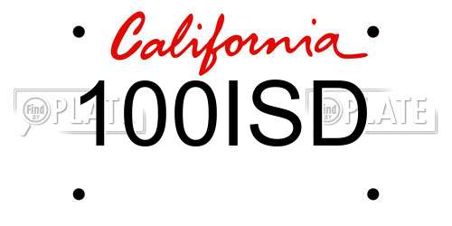 100ISD California License Plate
