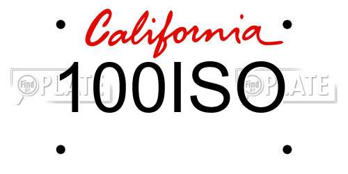 100ISO California License Plate