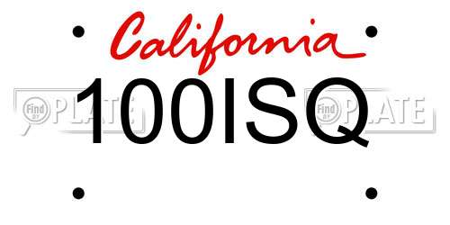 100ISQ California License Plate