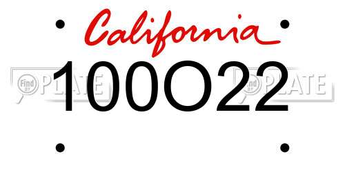 100O22 California License Plate