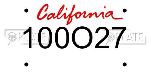 100O27 California License Plate