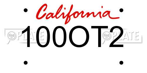 100OT2 California License Plate