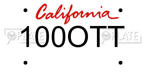 100OTT California License Plate