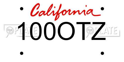 100OTZ California License Plate