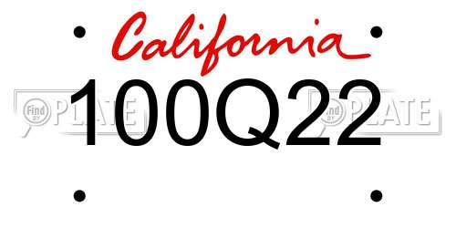 100Q22 California License Plate