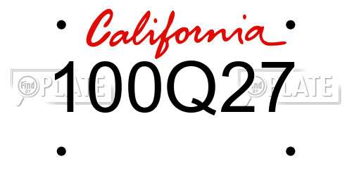 100Q27 California License Plate