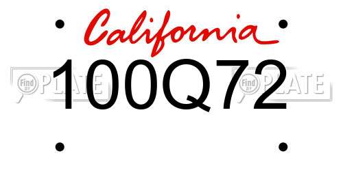 100Q72 California License Plate