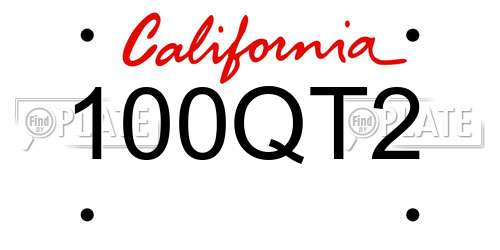 100QT2 California License Plate