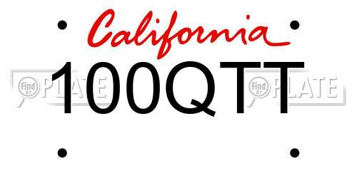 100QTT California License Plate
