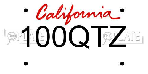 100QTZ California License Plate