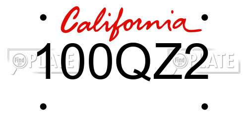 100QZ2 California License Plate