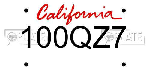 100QZ7 California License Plate