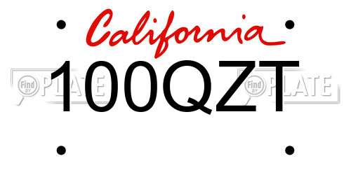 100QZT California License Plate