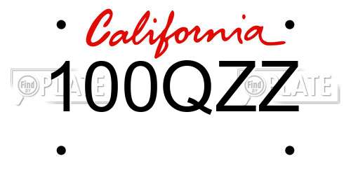 100QZZ California License Plate