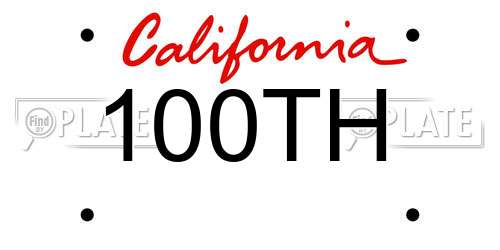 100TH California License Plate