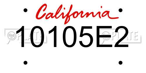 10105E2 California License Plate