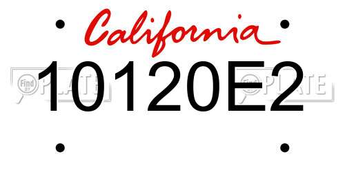 10120E2 California License Plate