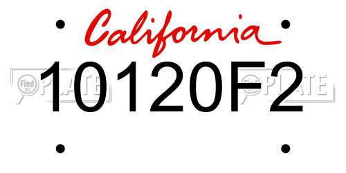 10120F2 California License Plate