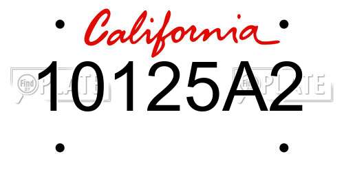 10125A2 California License Plate