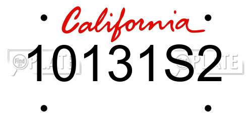 10131S2 California License Plate