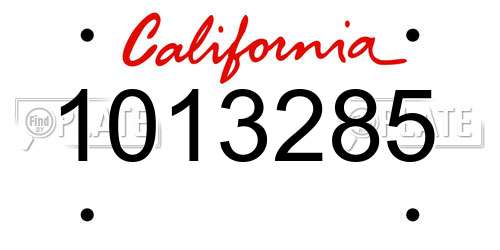 1013285 California License Plate