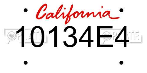10134E4 California License Plate