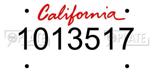 1013517 California License Plate