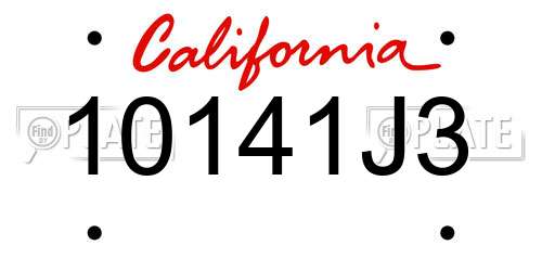 10141J3 California License Plate