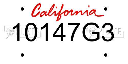 10147G3 California License Plate