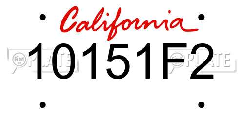 10151F2 California License Plate