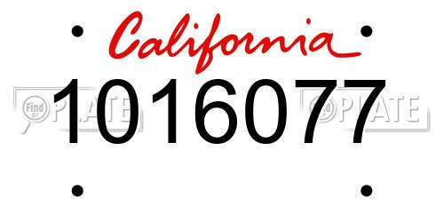 1016077 California License Plate