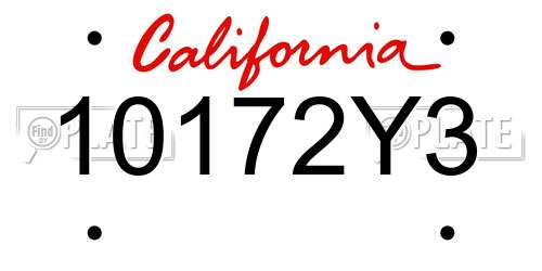 10172Y3 California License Plate