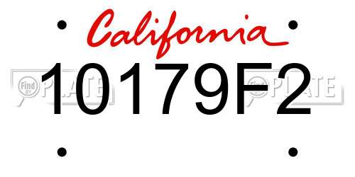 10179F2 California License Plate