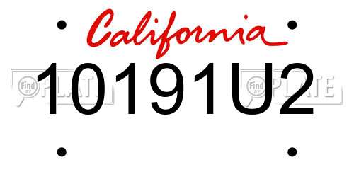 10191U2 California License Plate