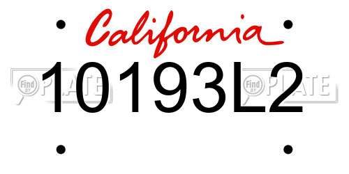 10193L2 California License Plate