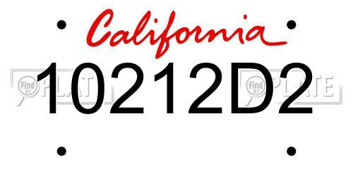 10212D2 California License Plate