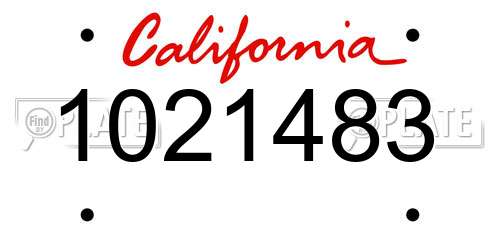 1021483 California License Plate