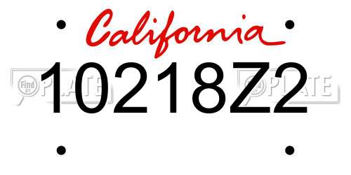 10218Z2 California License Plate