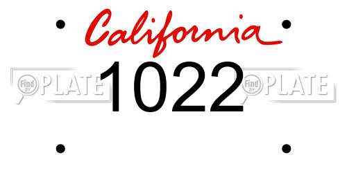 1022 California License Plate