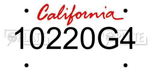 10220G4 California License Plate