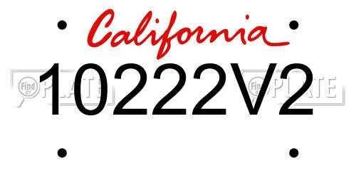 10222V2 California License Plate