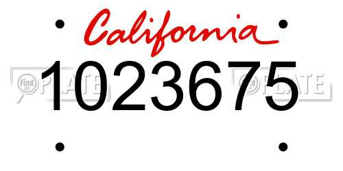 1023675 California License Plate