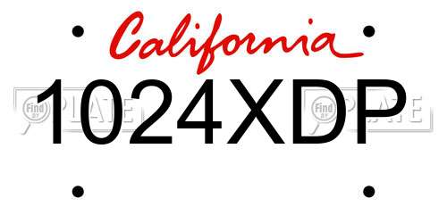 1024XDP California License Plate