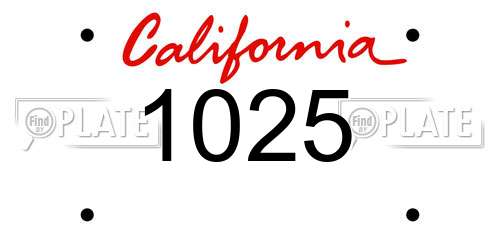 1025 California License Plate