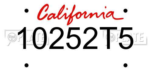 10252T5 California License Plate
