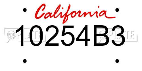 10254B3 California License Plate