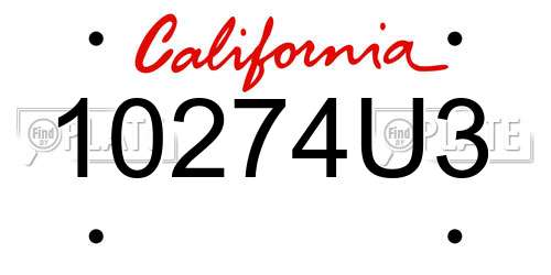 10274U3 California License Plate